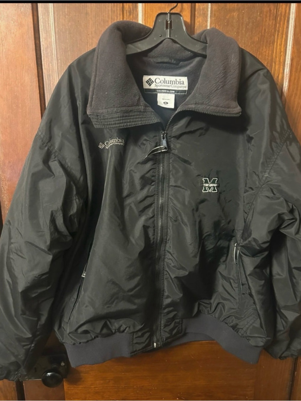 Columbia Black Men's Bomber Jacket with Fleece Collar and M Patch